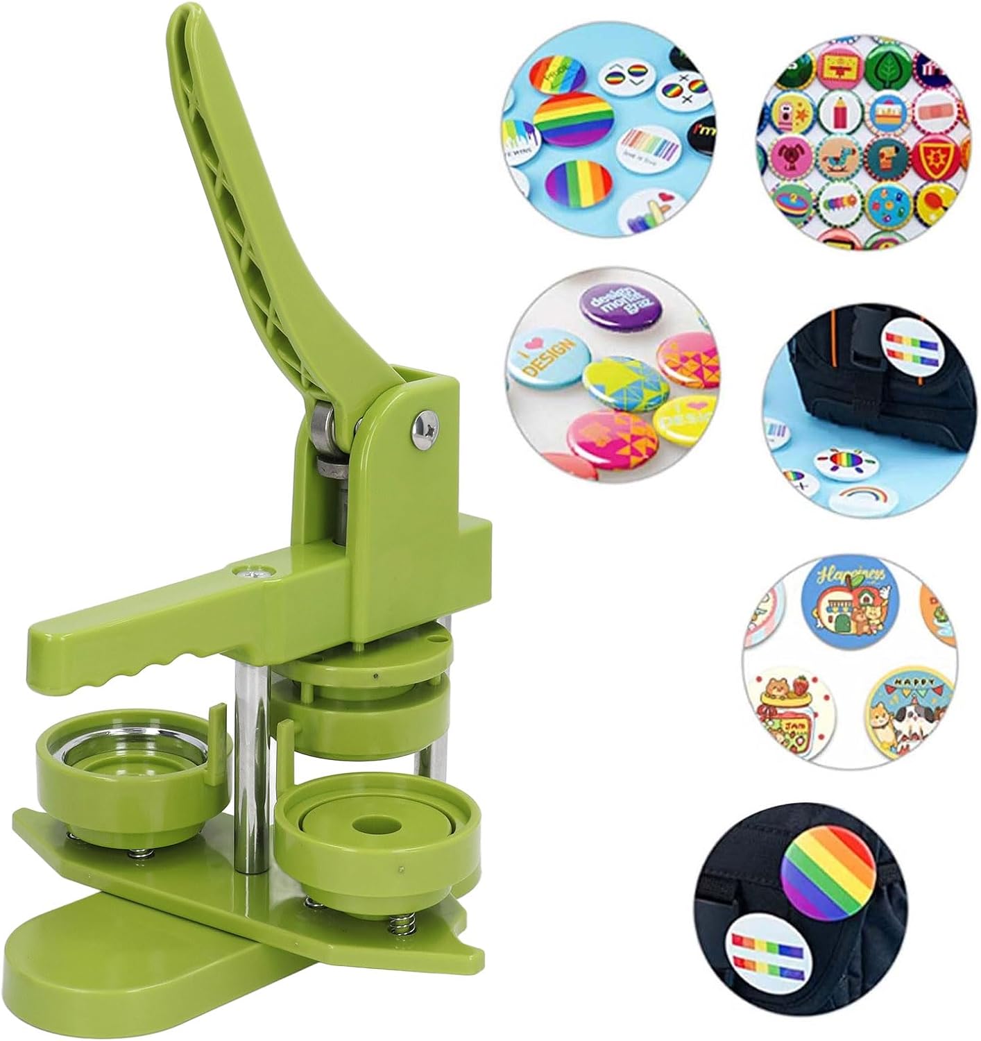 Jectse DIY Round Button Maker Machine Kit, Green 58mm Buttons for Crafting DEMO