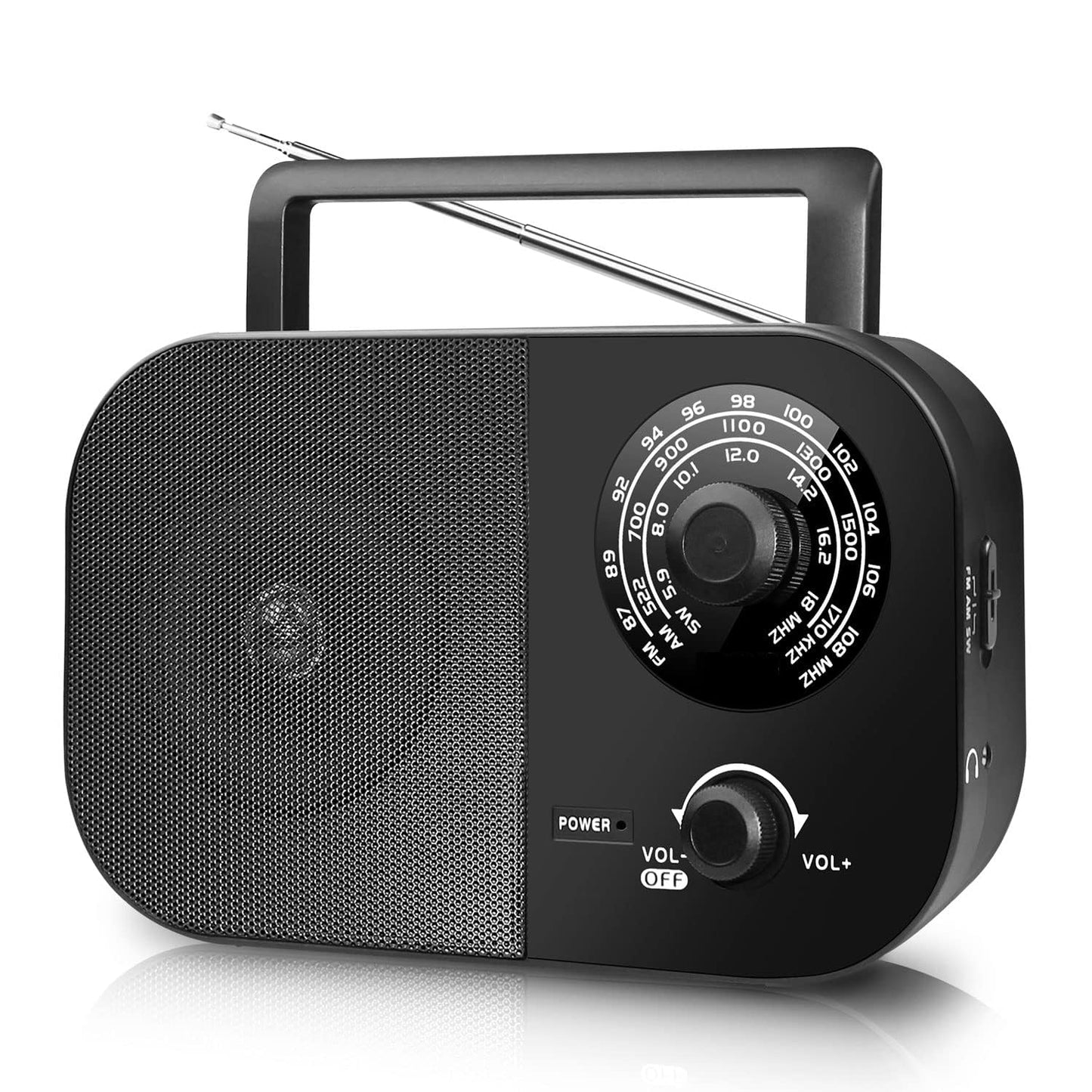 Portable AM/FM Radio with Best Reception Transistor Battery Operated Black DEMO