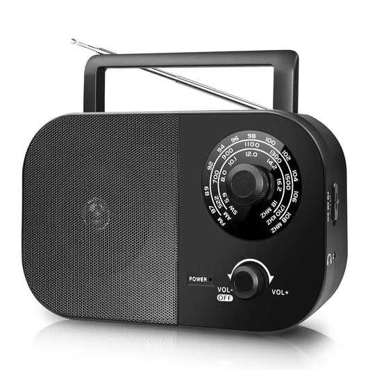 Portable AM/FM Radio with Best Reception Transistor Battery Operated Black DEMO