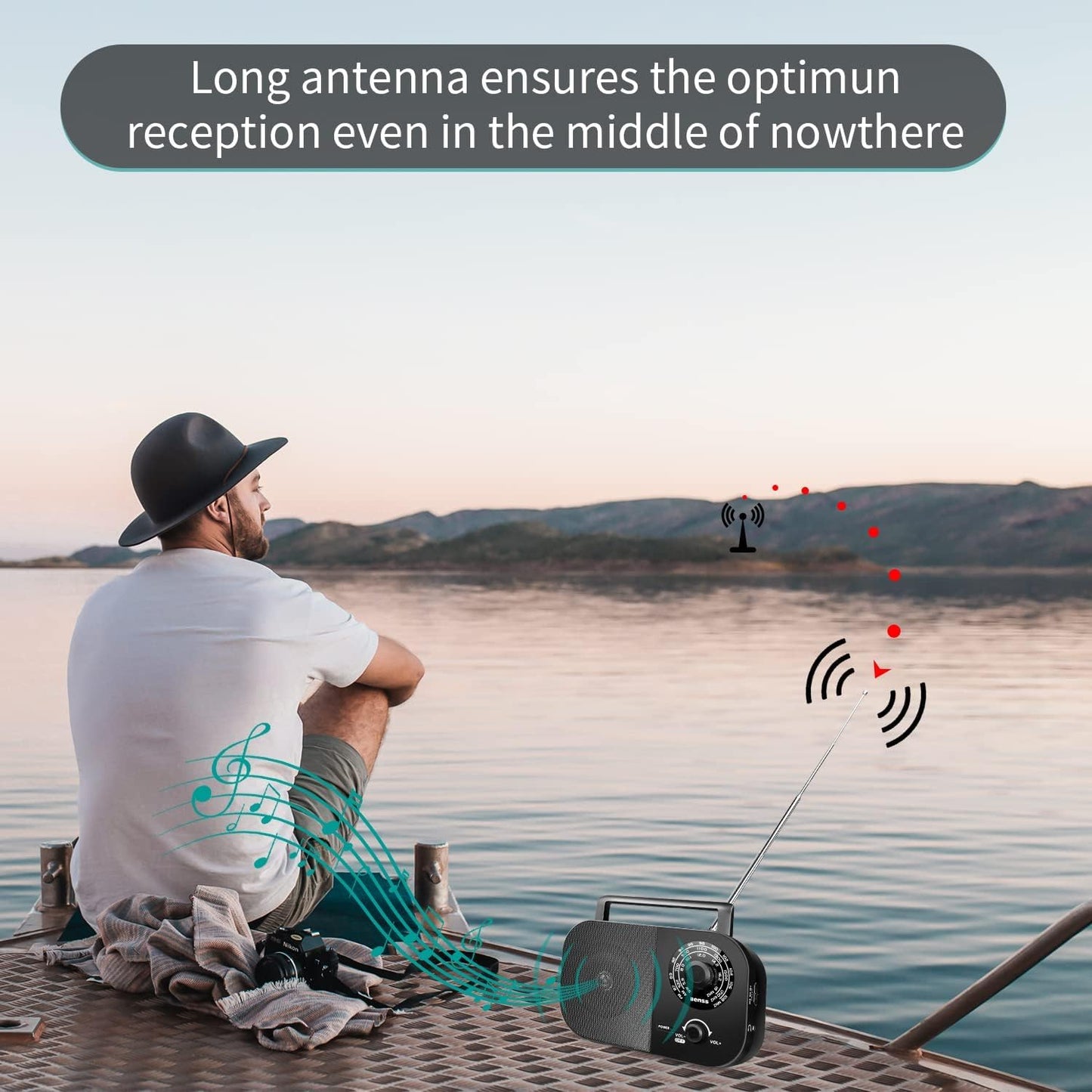 Portable AM/FM Radio with Best Reception Transistor Battery Operated Black DEMO