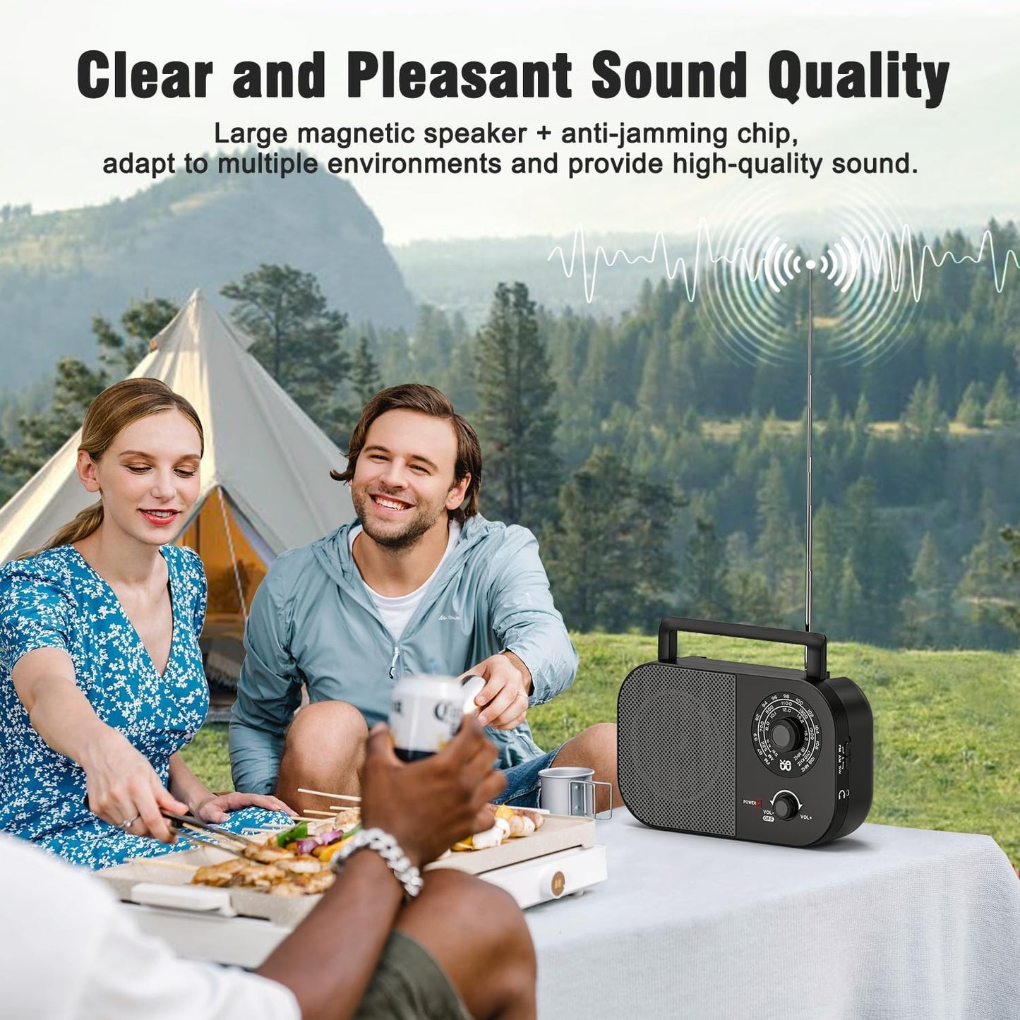 Portable AM/FM Radio with Best Reception Transistor Battery Operated Black DEMO