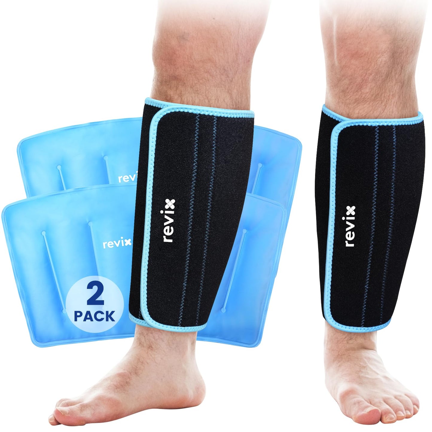 REVIX XL Shin Ice Packs Reusable Gel Cold Pack for Calf Leg Elbow DEMO