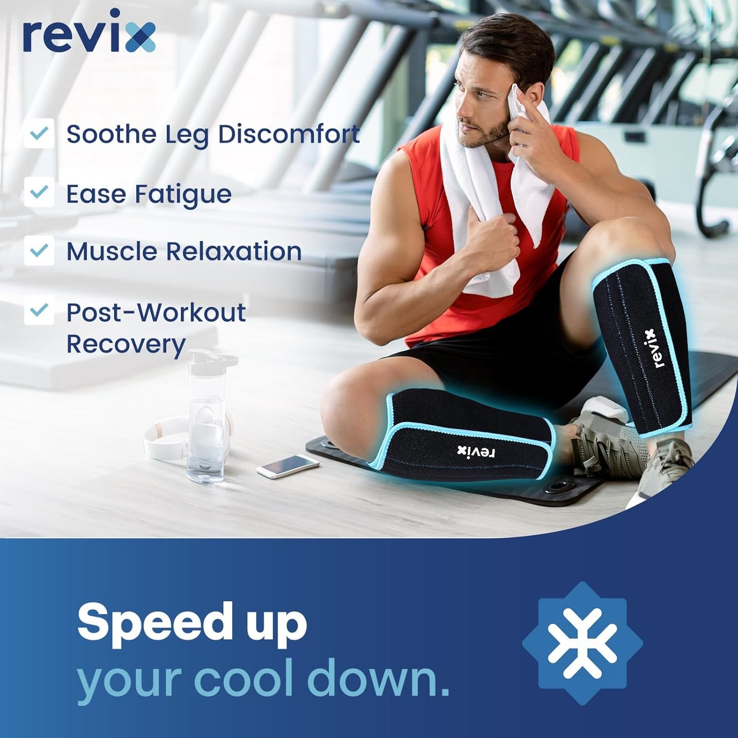 REVIX XL Shin Ice Packs Reusable Gel Cold Pack for Calf Leg Elbow DEMO