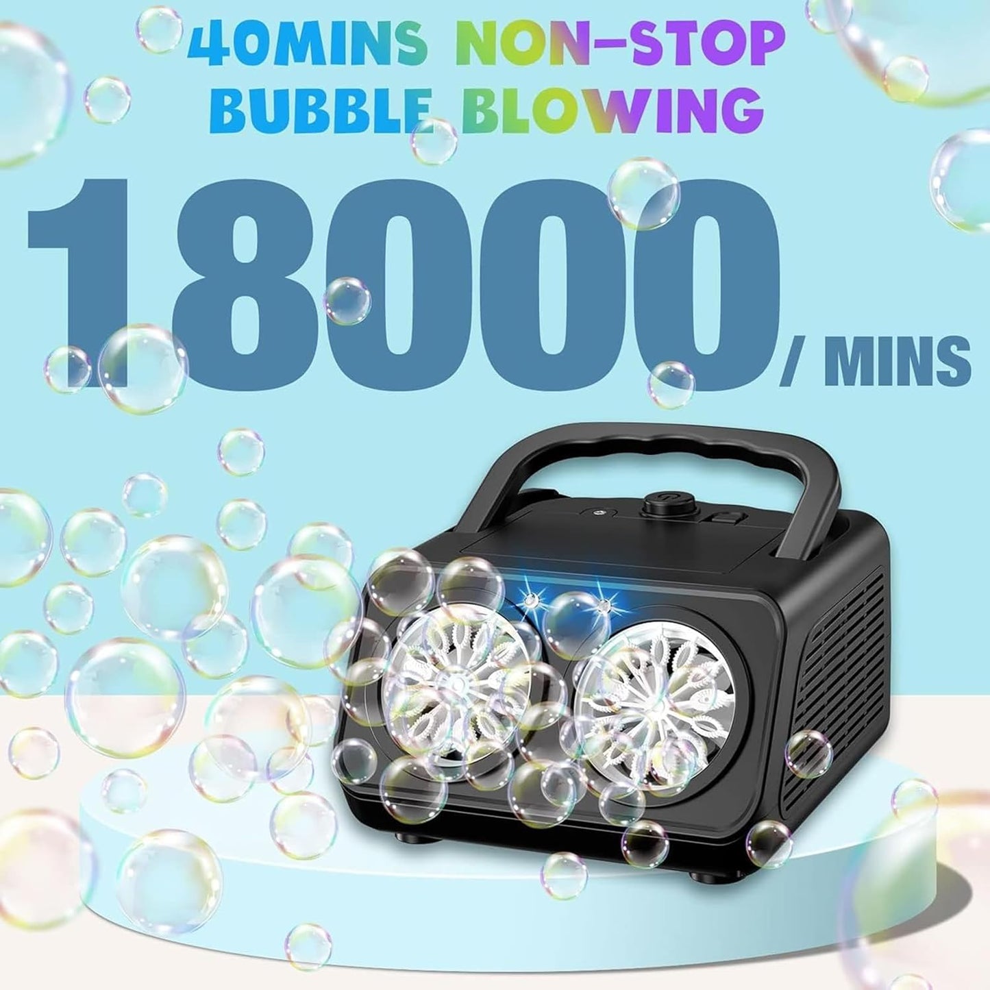 konnitosu Automatic Bubble Machine for Kids Gifts, Black, 15 cm x 9 Size DEMO