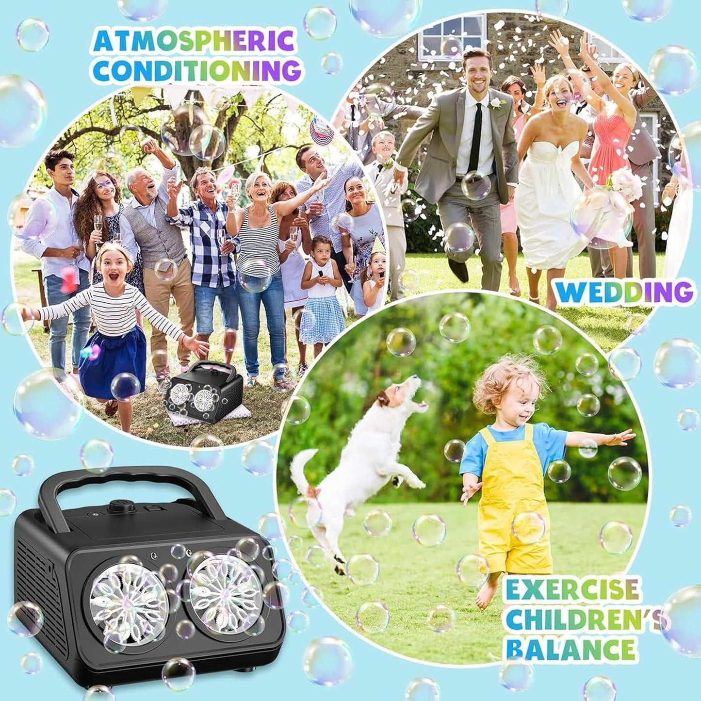 konnitosu Automatic Bubble Machine for Kids Gifts, Black, 15 cm x 9 Size DEMO