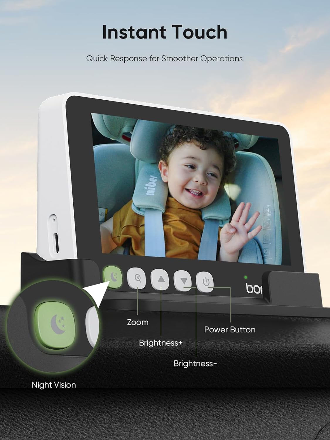 bonoch 360 Degree Rotating Video Monitor for 2 Kids Black-with Cameras DEMO