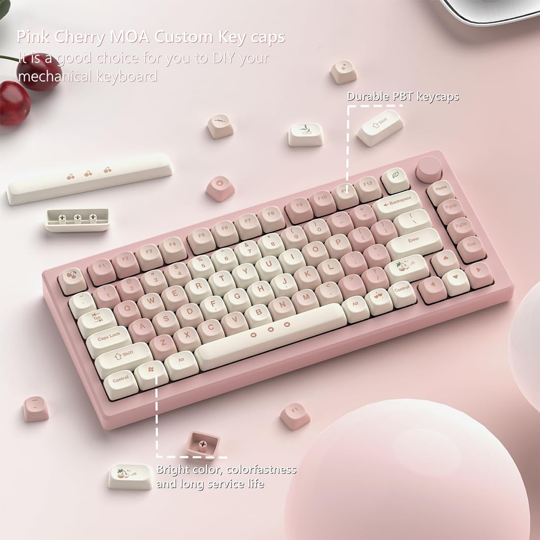 Skidwedy 143-Key PBT Keycaps Set for 60/65/75/100% Mechanical Keyboards, DEMO