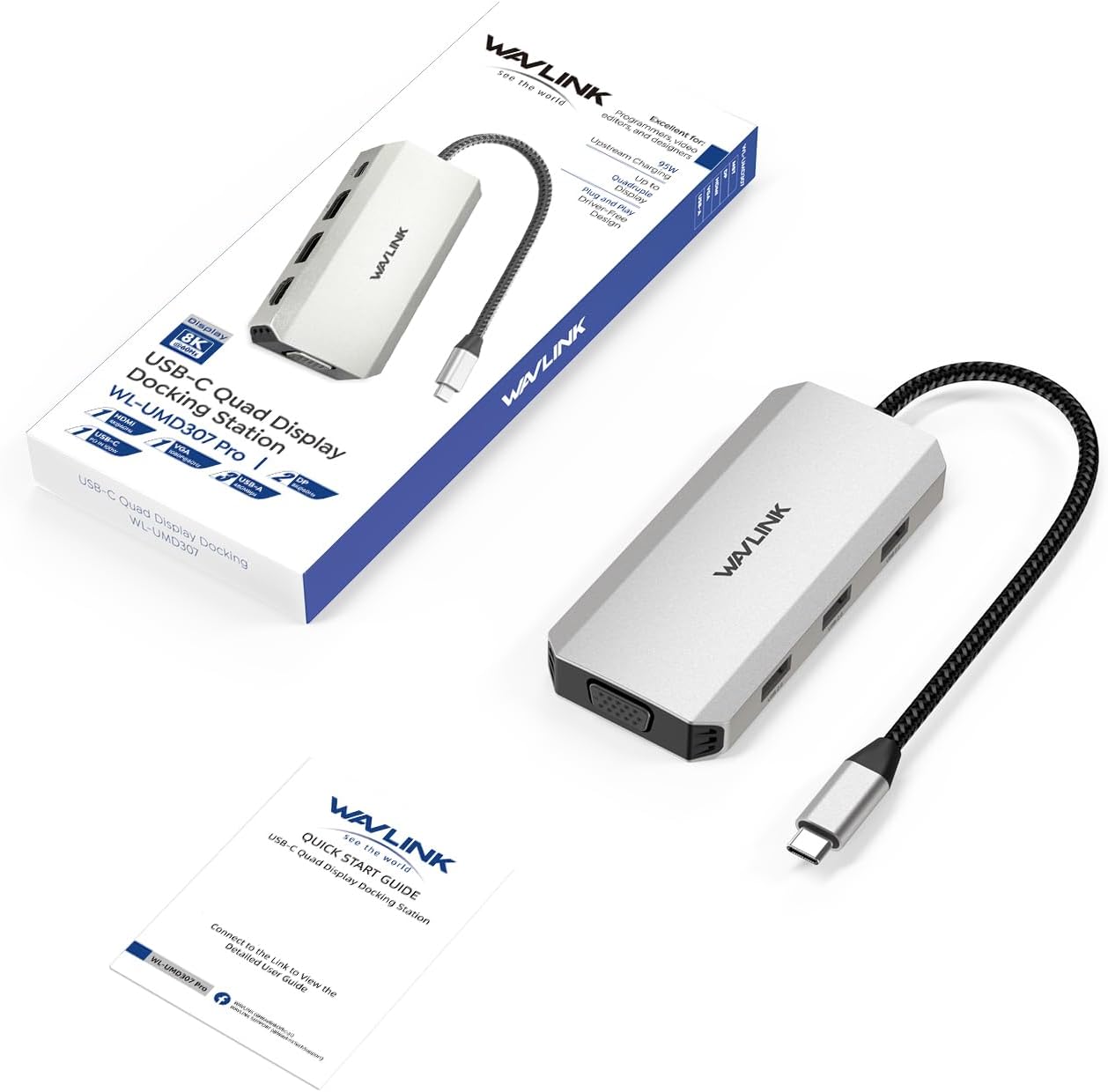 WAVLINK Triple 4K Dual HDMI DP Silver Docking Station for Laptops and DEMO