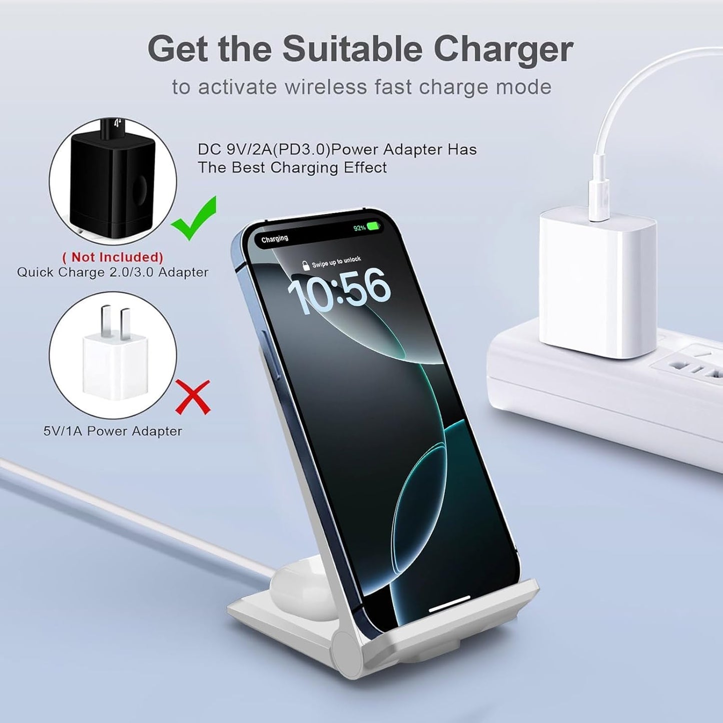VNBBT Wireless Charging Stand Dock Foldable 20W Fast Charge Induction DEMO