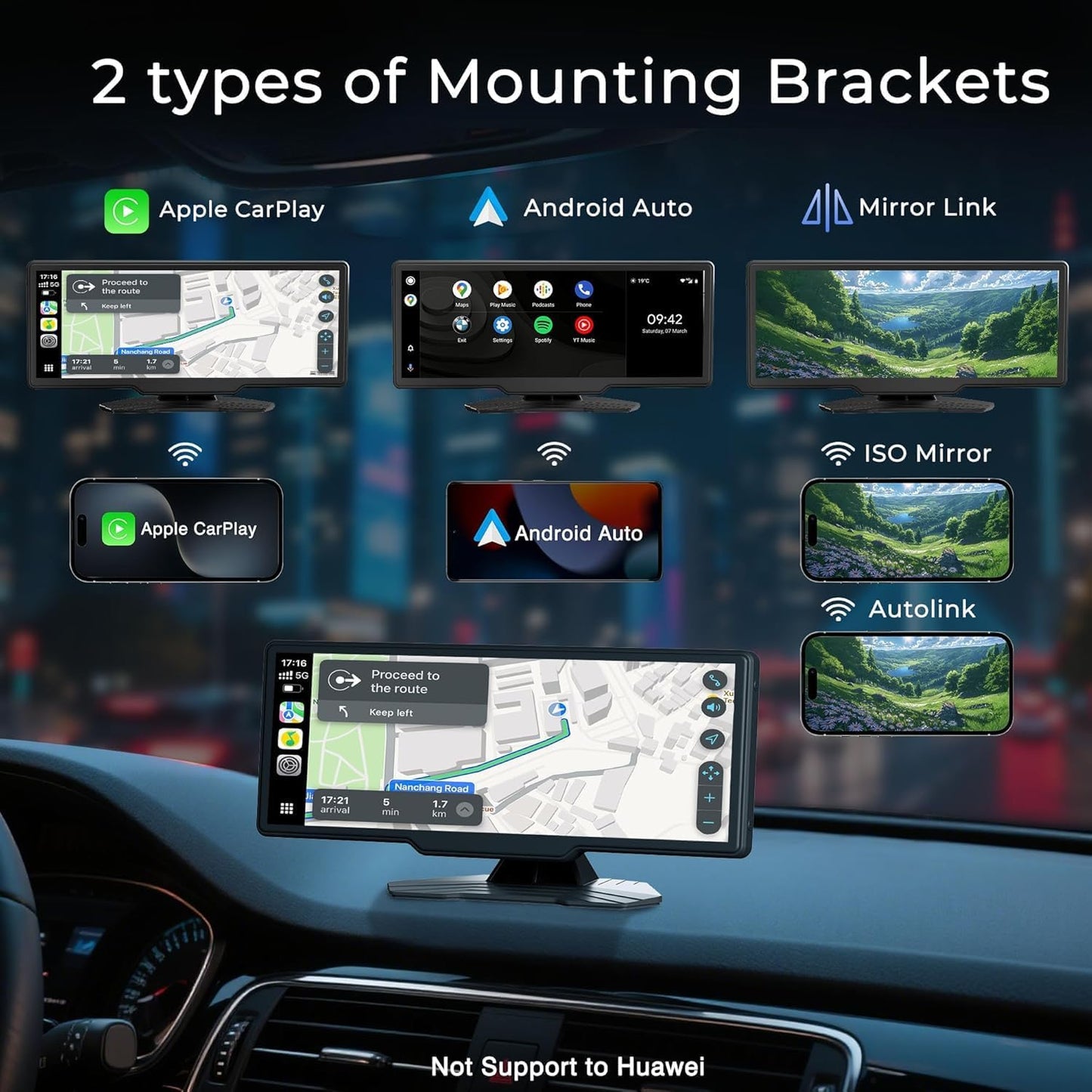 CLZZMZSJ Wireless Carplay Android Auto Touchscreen On-Dash-Monitoring DEMO