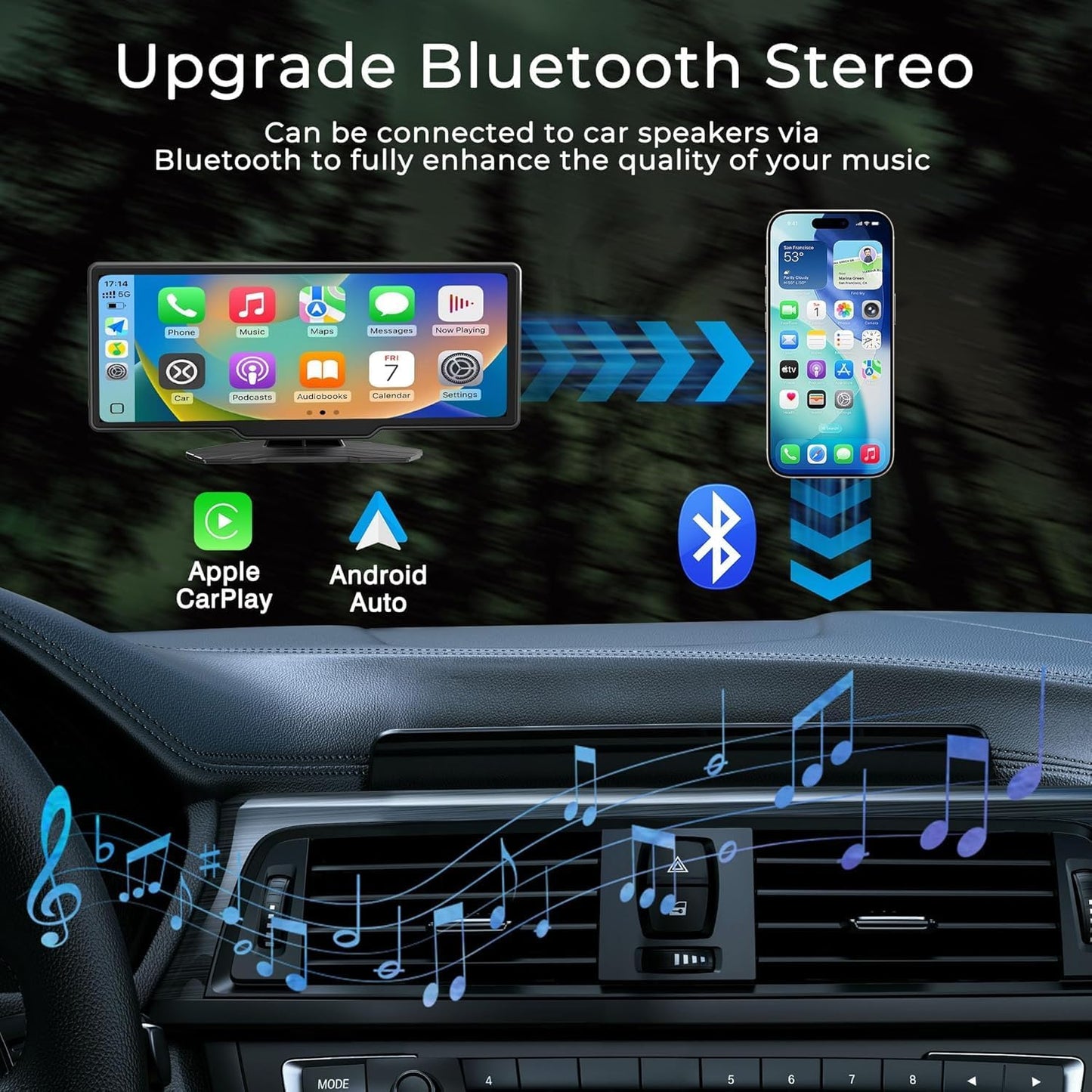 CLZZMZSJ Wireless Carplay Android Auto Touchscreen On-Dash-Monitoring DEMO