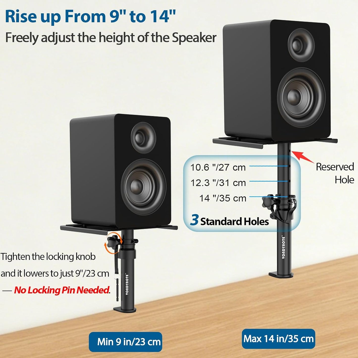 Vondynote Coloured Desktop Clamp Speaker Stands for Short Studio Monitors DEMO