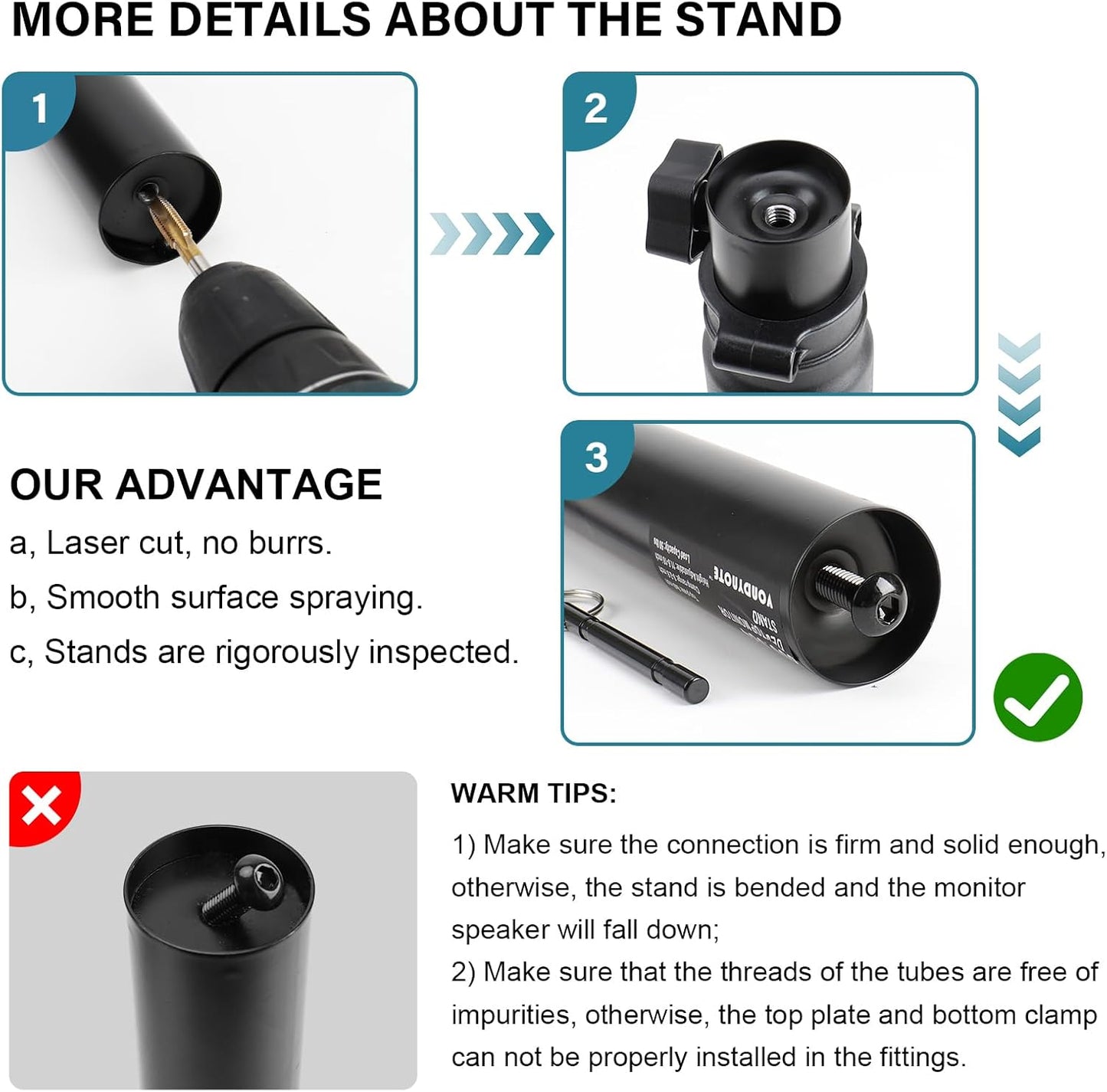 Vondynote Coloured Desktop Clamp Speaker Stands for Short Studio Monitors DEMO