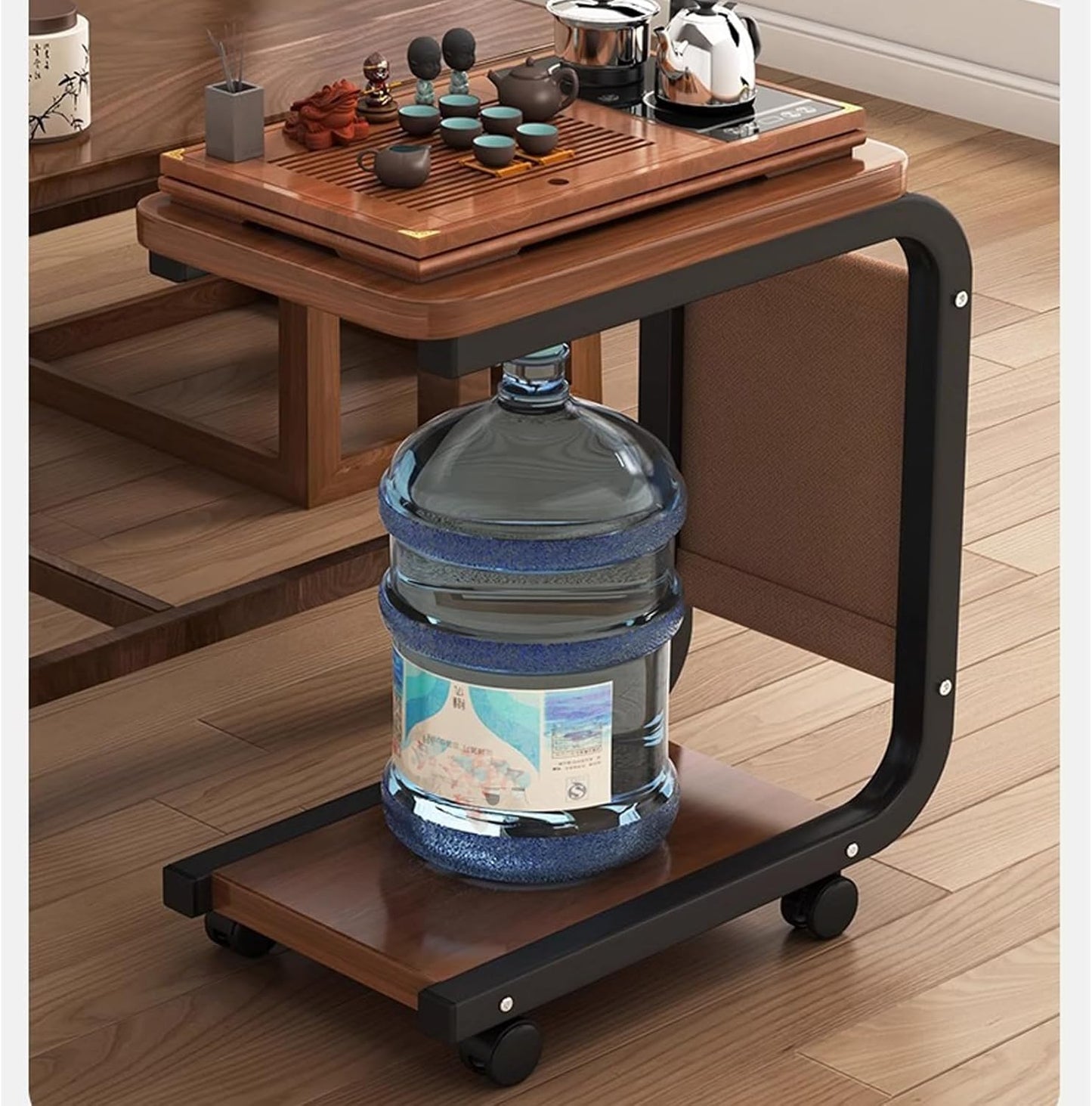 INHOTBY Natural Wood Coffee Table with Storage and Wheels Size 40 cm x 28 DEMO