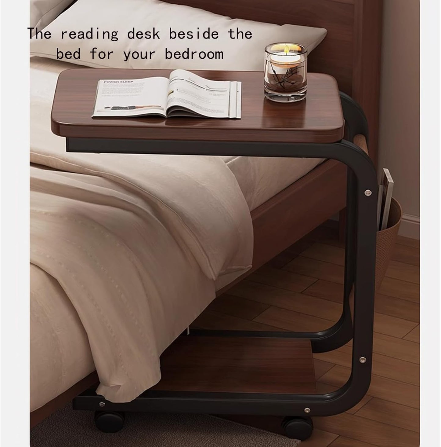INHOTBY Natural Wood Coffee Table with Storage and Wheels Size 40 cm x 28 DEMO