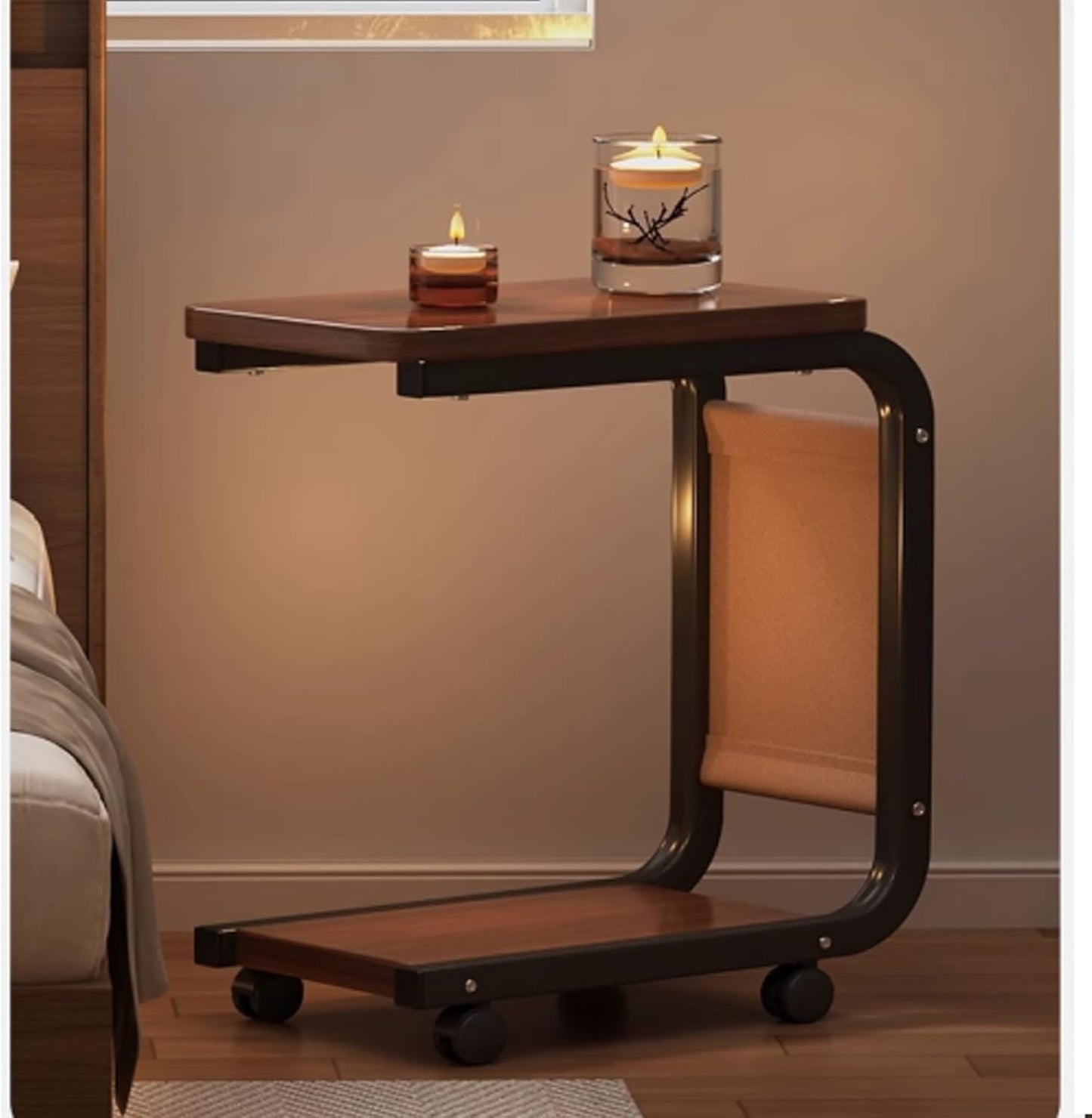 INHOTBY Natural Wood Coffee Table with Storage and Wheels Size 40 cm x 28 DEMO