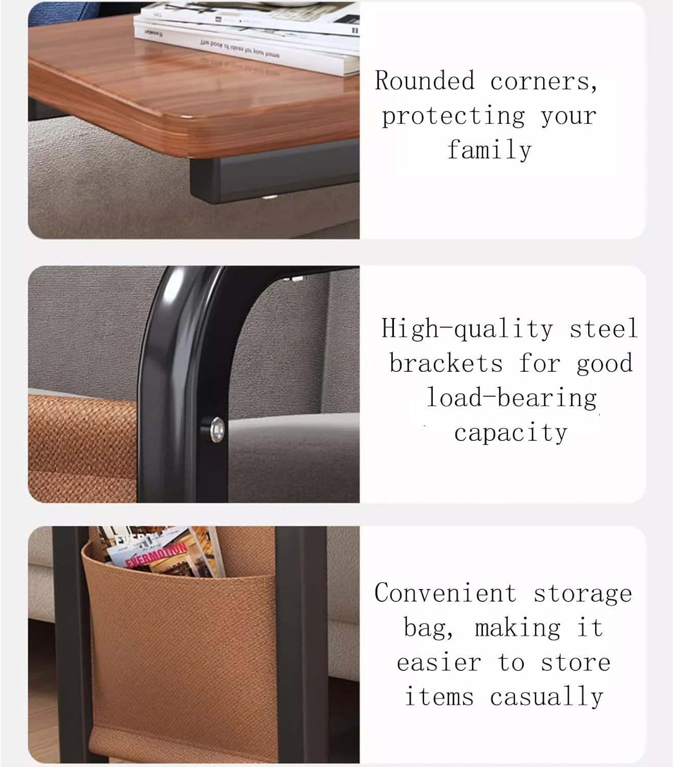 INHOTBY Natural Wood Coffee Table with Storage and Wheels Size 40 cm x 28 DEMO