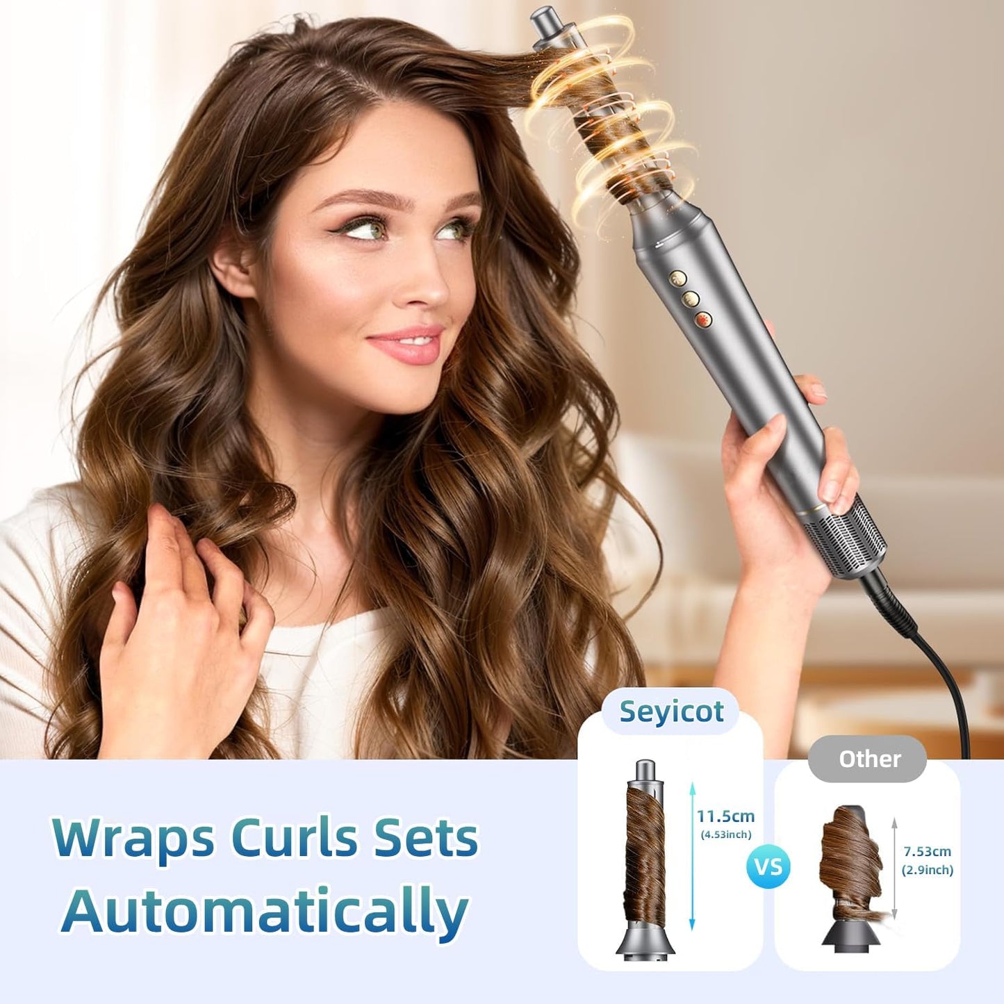 Seyicot 5-in-1 High Speed Hot Air Styler Brush 300M Ions Frizz-Free Hair NEW