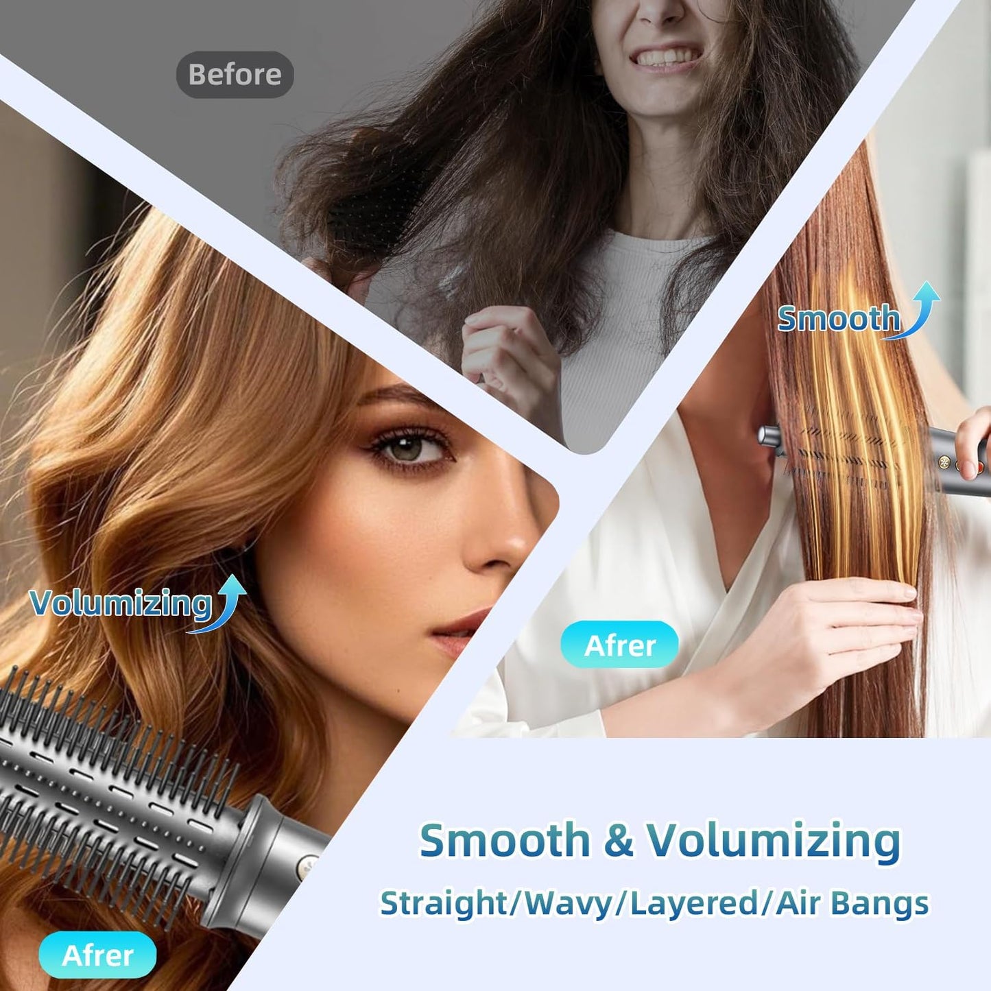 Seyicot 5-in-1 High Speed Hot Air Styler Brush 300M Ions Frizz-Free Hair NEW