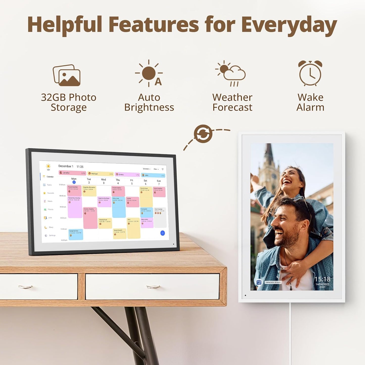Dragon Touch Wall Calendars 15.6" Digital Calendar for 2026 Full HD DEMO