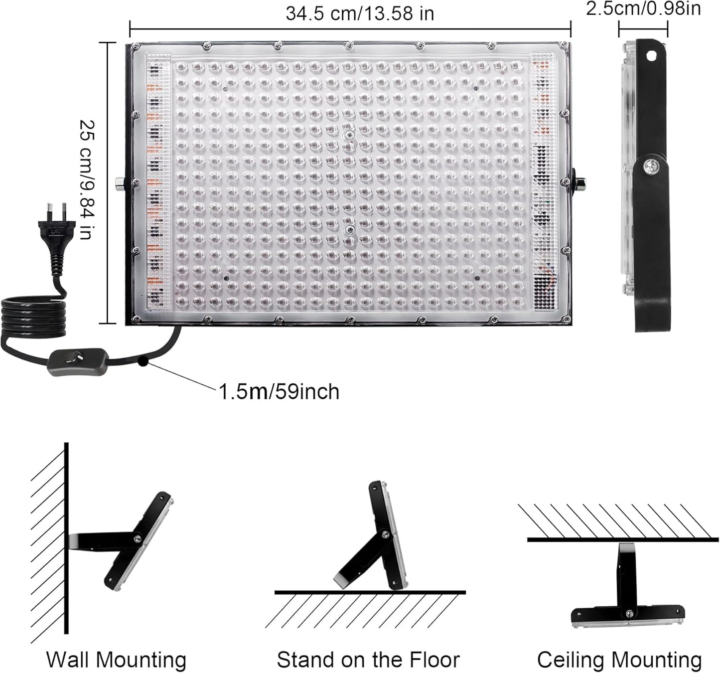 MEEKBOS 300W LED Blacklight UV Black Lights for Glow Party IP65 Waterproof NEW
