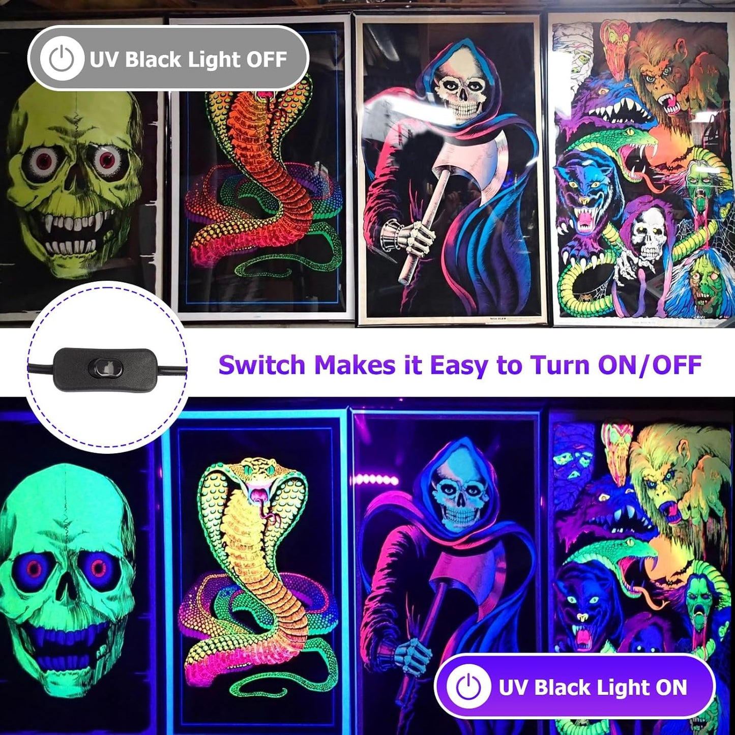MEEKBOS 300W LED Blacklight UV Black Lights for Glow Party IP65 Waterproof NEW