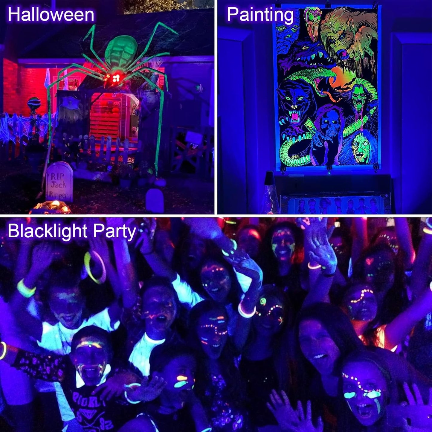 MEEKBOS 300W LED Blacklight UV Black Lights for Glow Party IP65 Waterproof NEW