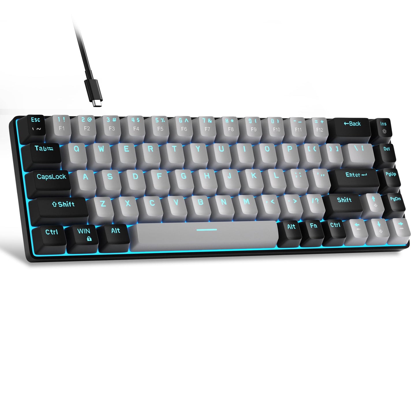 MageGee Compact 68-Key Mechanical Gaming Keyboard LED Backlit Grey DEMO