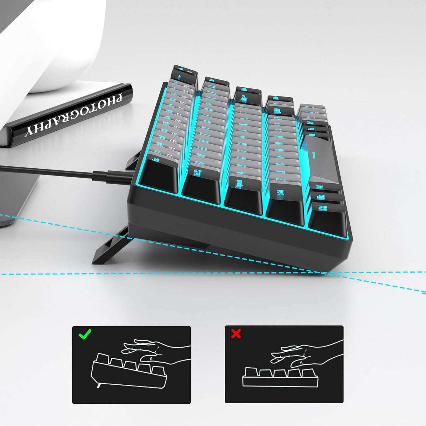 MageGee Compact 68-Key Mechanical Gaming Keyboard LED Backlit Grey DEMO