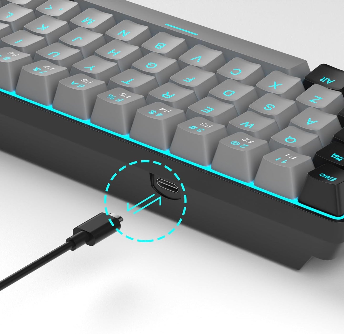 MageGee Compact 68-Key Mechanical Gaming Keyboard LED Backlit Grey DEMO