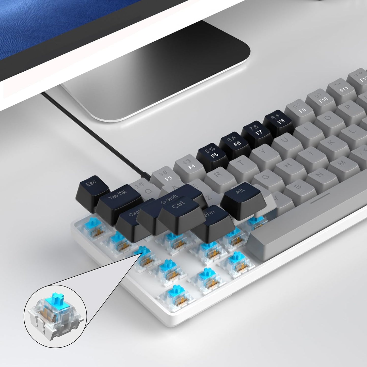 MageGee Compact 68-Key Mechanical Gaming Keyboard LED Backlit Grey DEMO