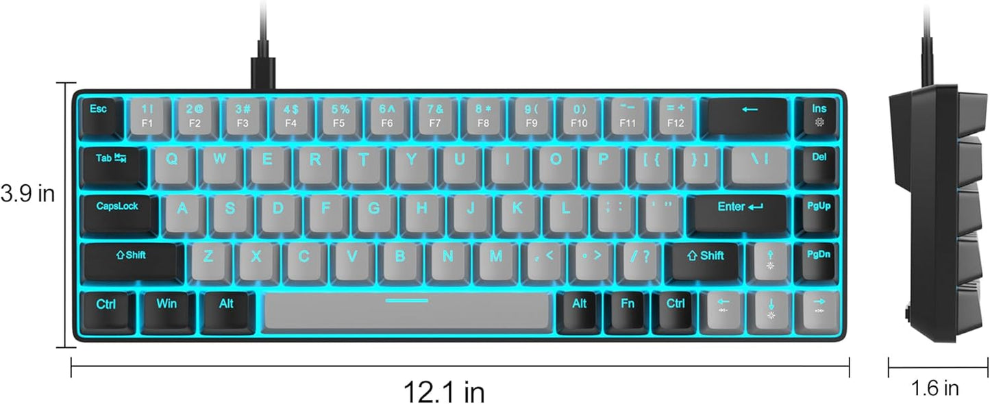 MageGee Compact 68-Key Mechanical Gaming Keyboard LED Backlit Grey DEMO