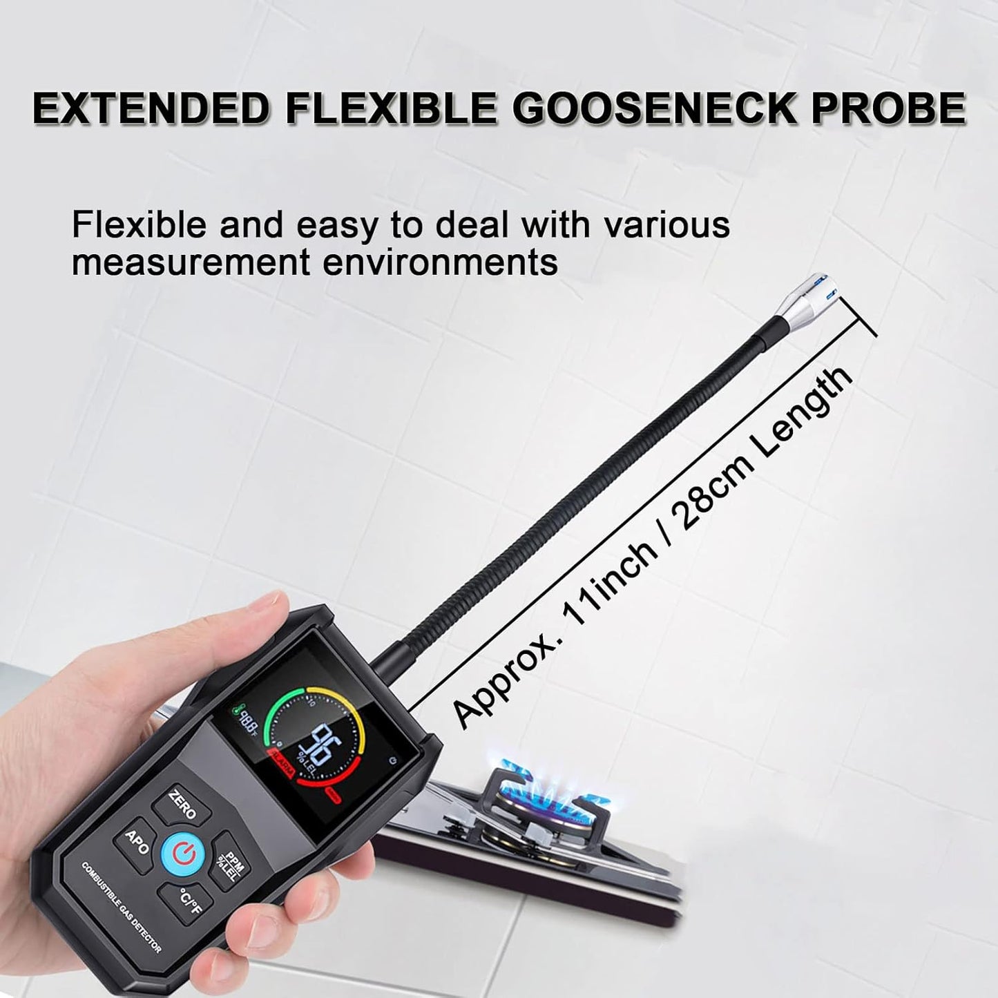 intendvision Natural Gas Leak Detector with 11-inch Probe - Red Safety DEMO