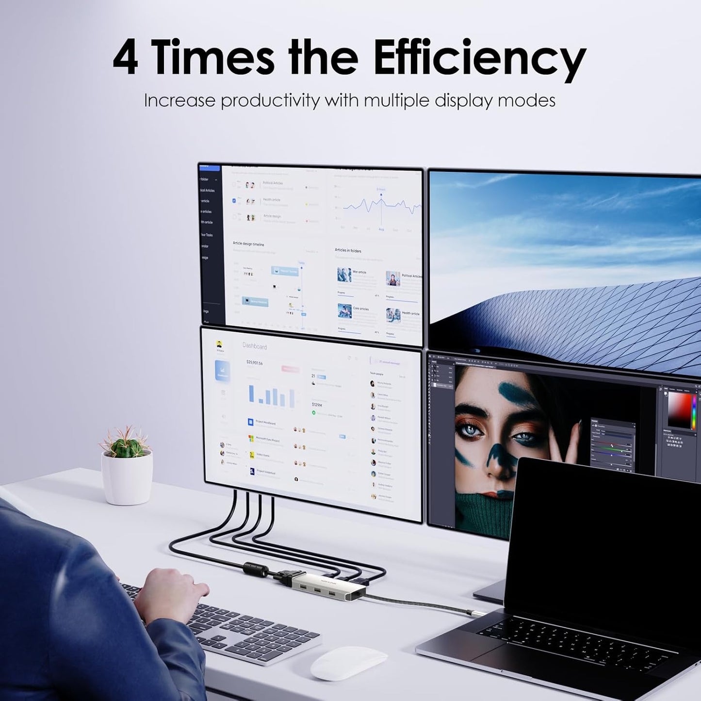 WAVLINK USB-C Quad Display Docking Station 4K Triple Monitor Laptop Dock DEMO