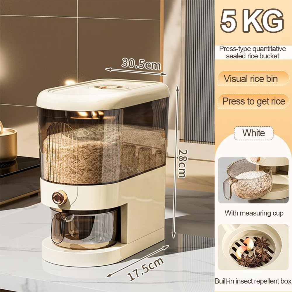 GUDAJIN 5 KG Plastic Cereal Container Storage with Measuring Cylinder and DEMO