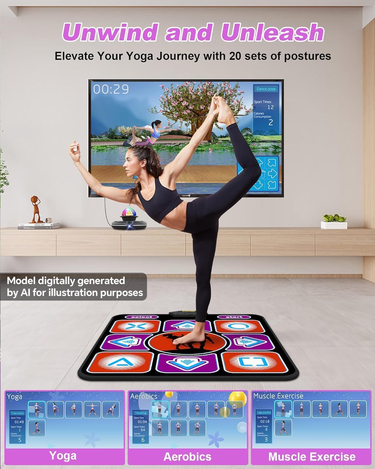 Acelufly Musical Toy Instrument Non-Slip Dance Mat Wireless Controller DEMO