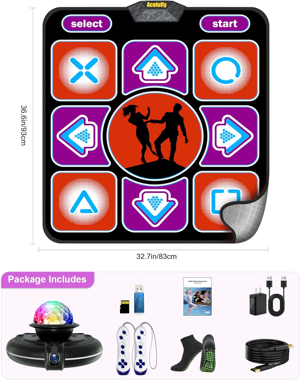 Acelufly Musical Toy Instrument Non-Slip Dance Mat Wireless Controller DEMO