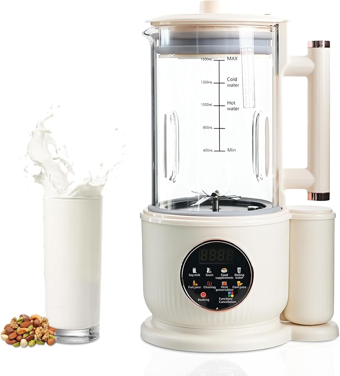 EEDKIAS Automatic Almond Milk Maker Machine, 1500ML Jug Blender, Beige, NEW