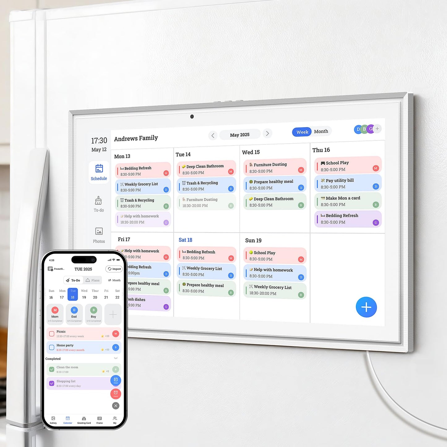 JSUSOU 15.6 Inch Digital Smart Calendar with Touch Screen for Fridge & Wall DEMO