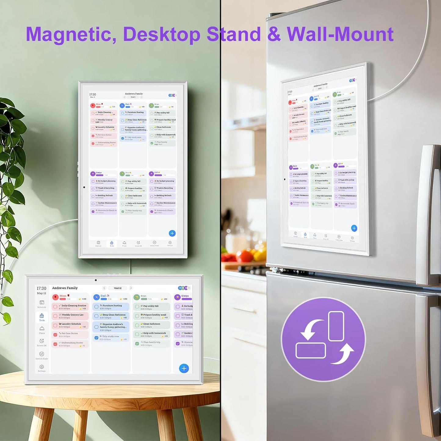 JSUSOU 15.6 Inch Digital Smart Calendar with Touch Screen for Fridge & Wall DEMO