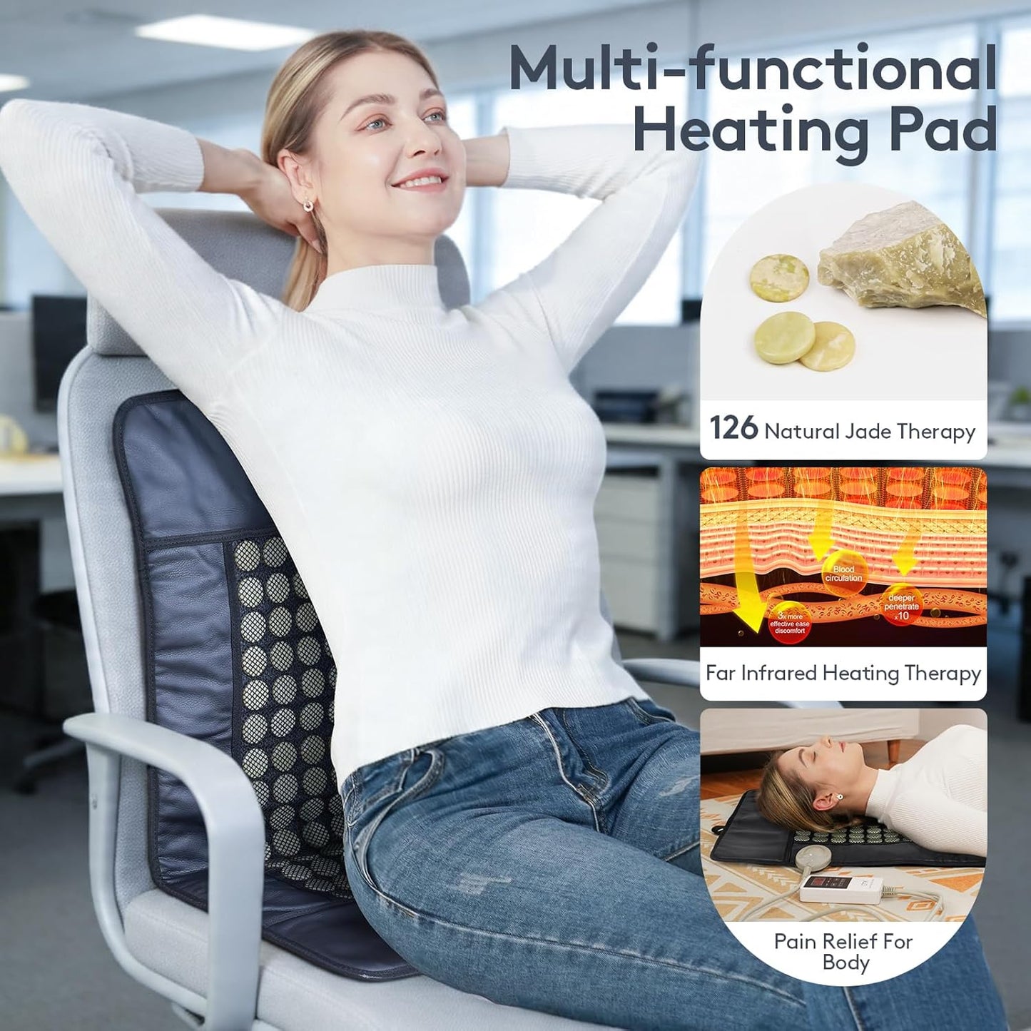 UTK Far Infrared Heating Pad with 153 Natural Jade Stones, 21 x 31 Inch DEMO