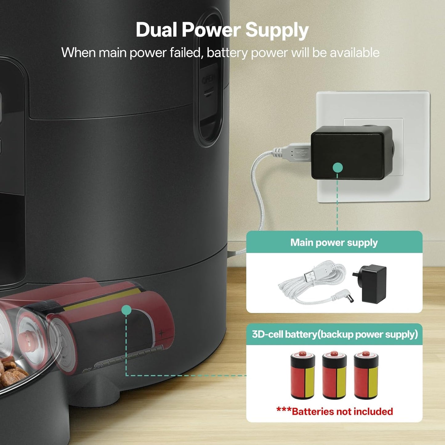 BFLICROY Automatic 2L Pet Feeder, Timed Dog Cat Food Dispenser, Black NEW