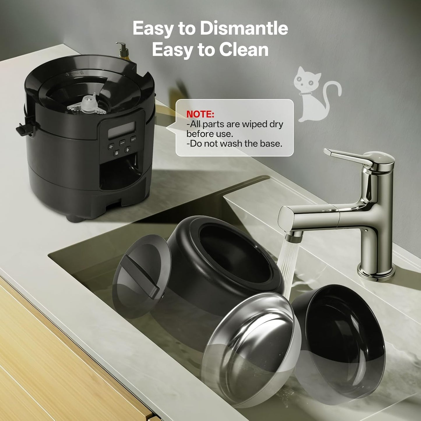 BFLICROY Automatic 2L Pet Feeder, Timed Dog Cat Food Dispenser, Black NEW