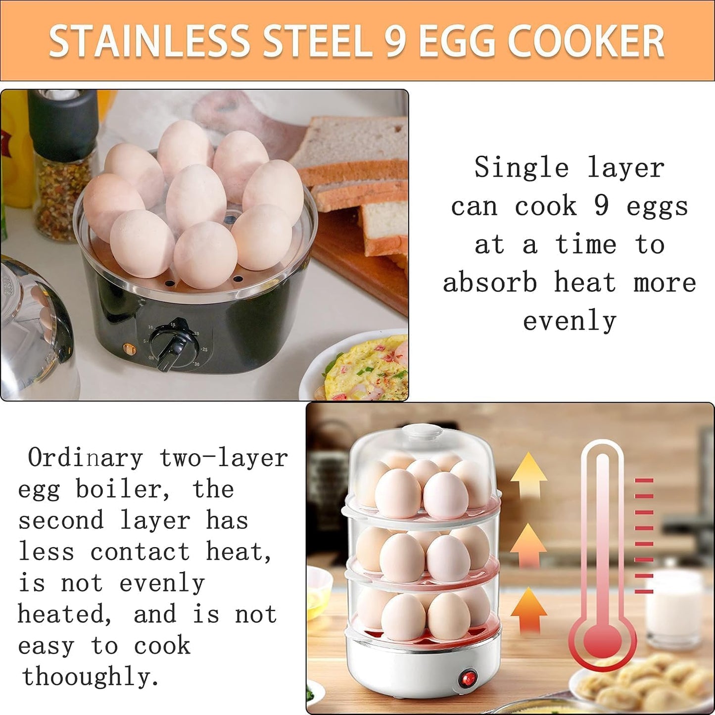 QualityLife Rapid Speciality Appliances Electric Egg Cooker, 9-Egg NEW