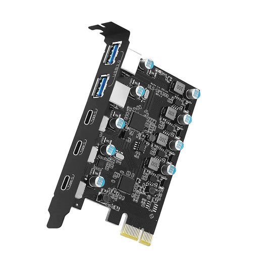 Aribrnten 5-Port Internal Components PCIe Expansion Card with 3 USB-C & 2 DEMO