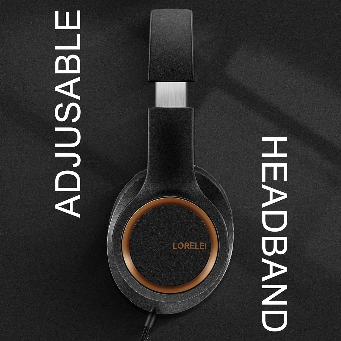 LORELEI Over-Ear Wired Headphones with Mic, Black/Gold, for Music & Calls DEMO