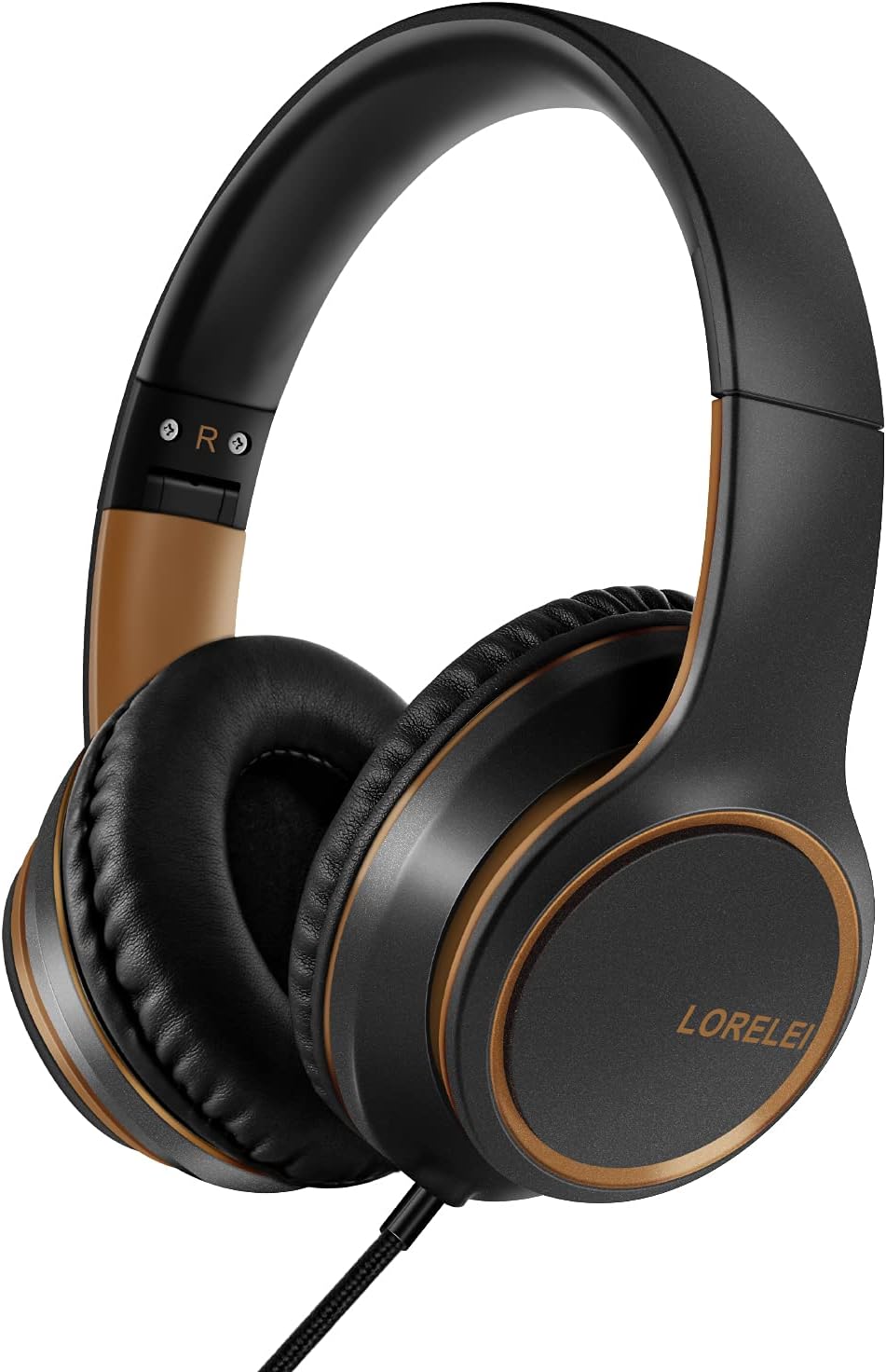 LORELEI Over-Ear Wired Headphones with Mic, Black/Gold, for Music & Calls DEMO