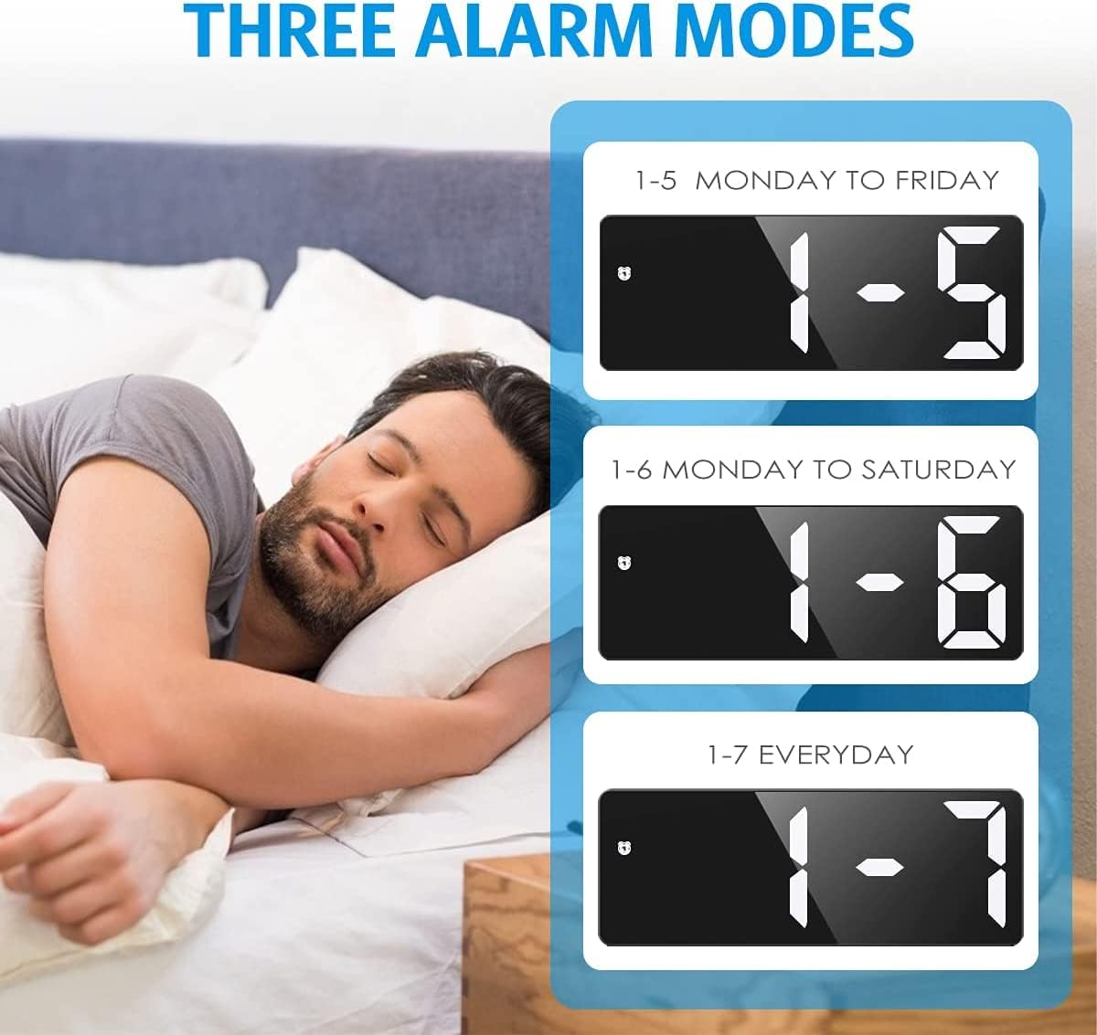 AMIR Digital Alarm Clock LED Electronic Bedside Full Black 1.78 cm x 16 DEMO