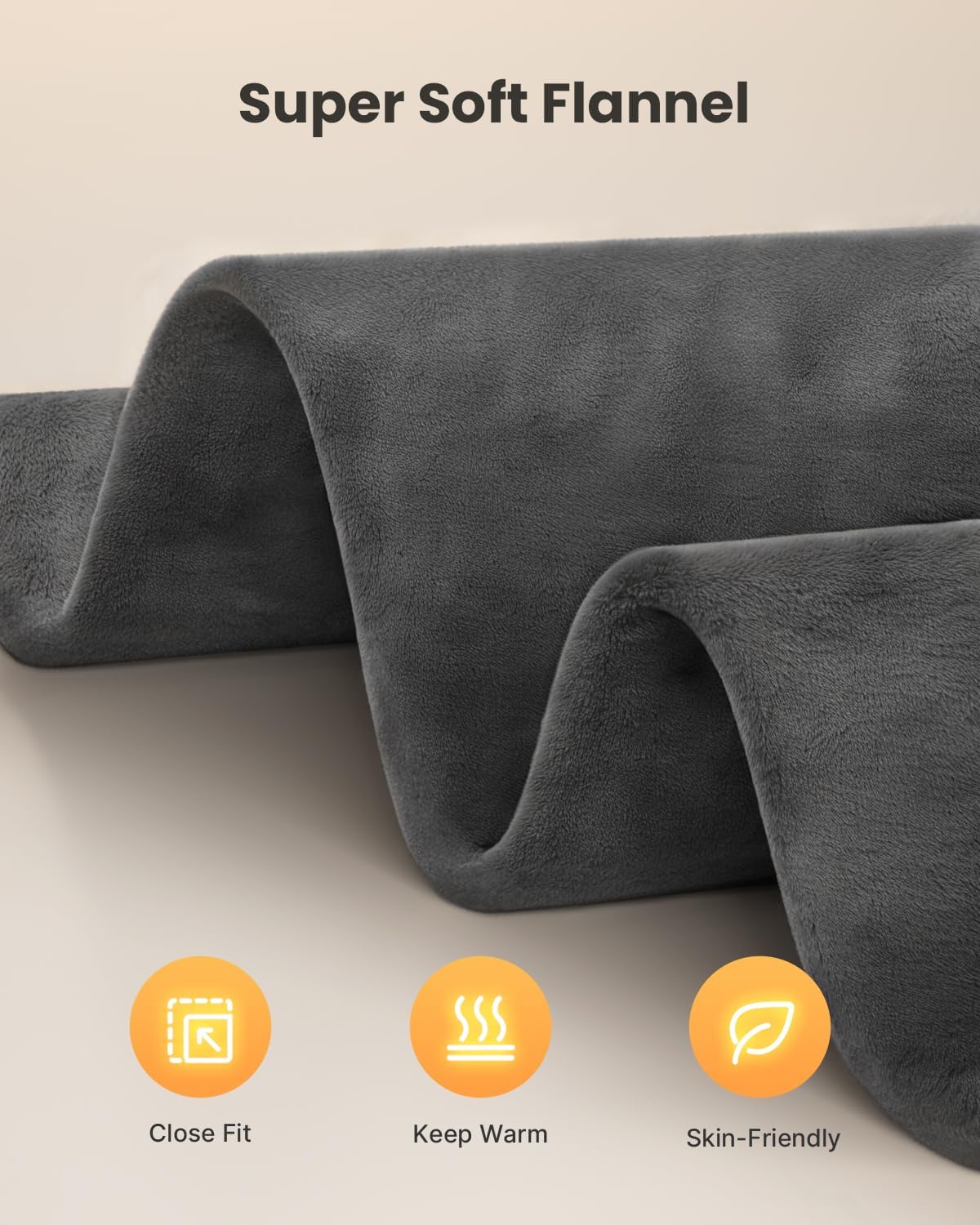 iDOO Electric Heating Pad Weighted Polyester Blanket, Grey, 61x84cm, Cozy DEMO