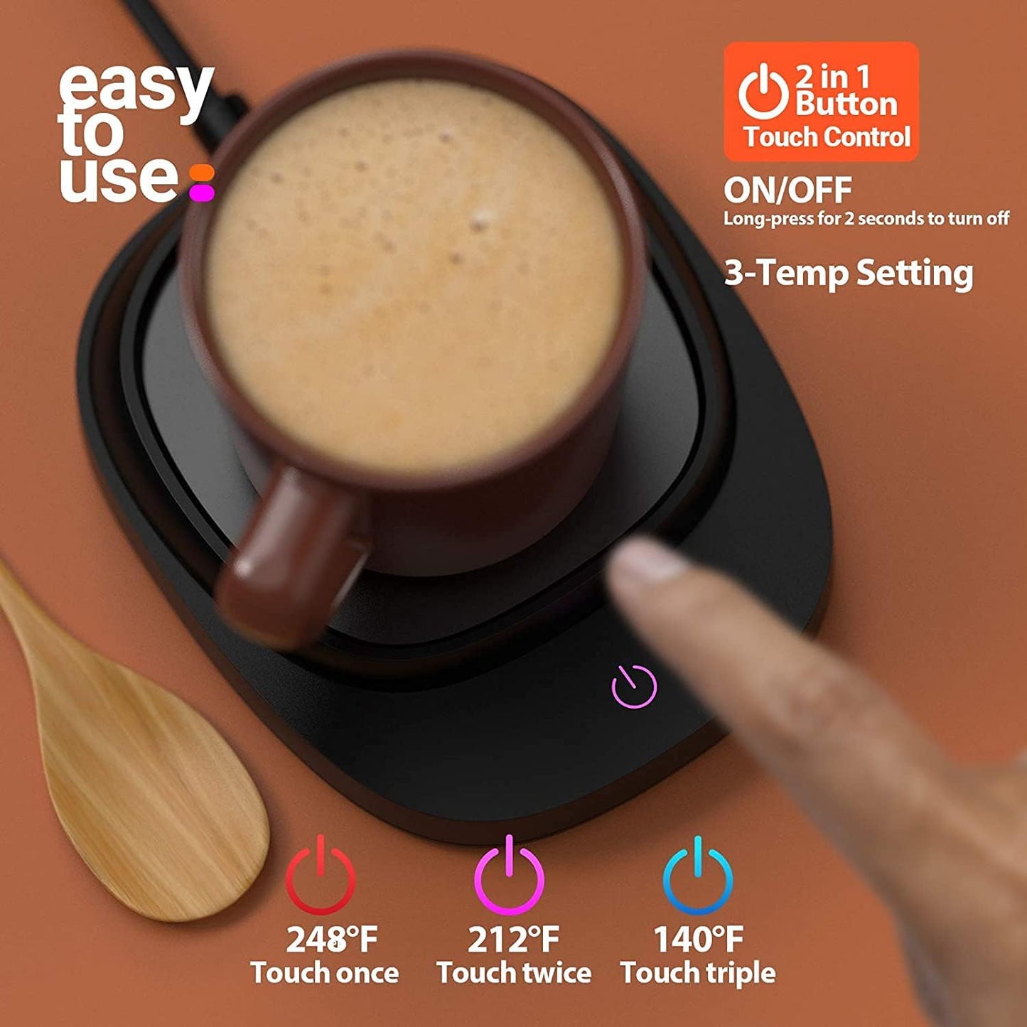 QualityLife Electric Tea Accessories Coffee Mug Warmer for Office Desk DEMO